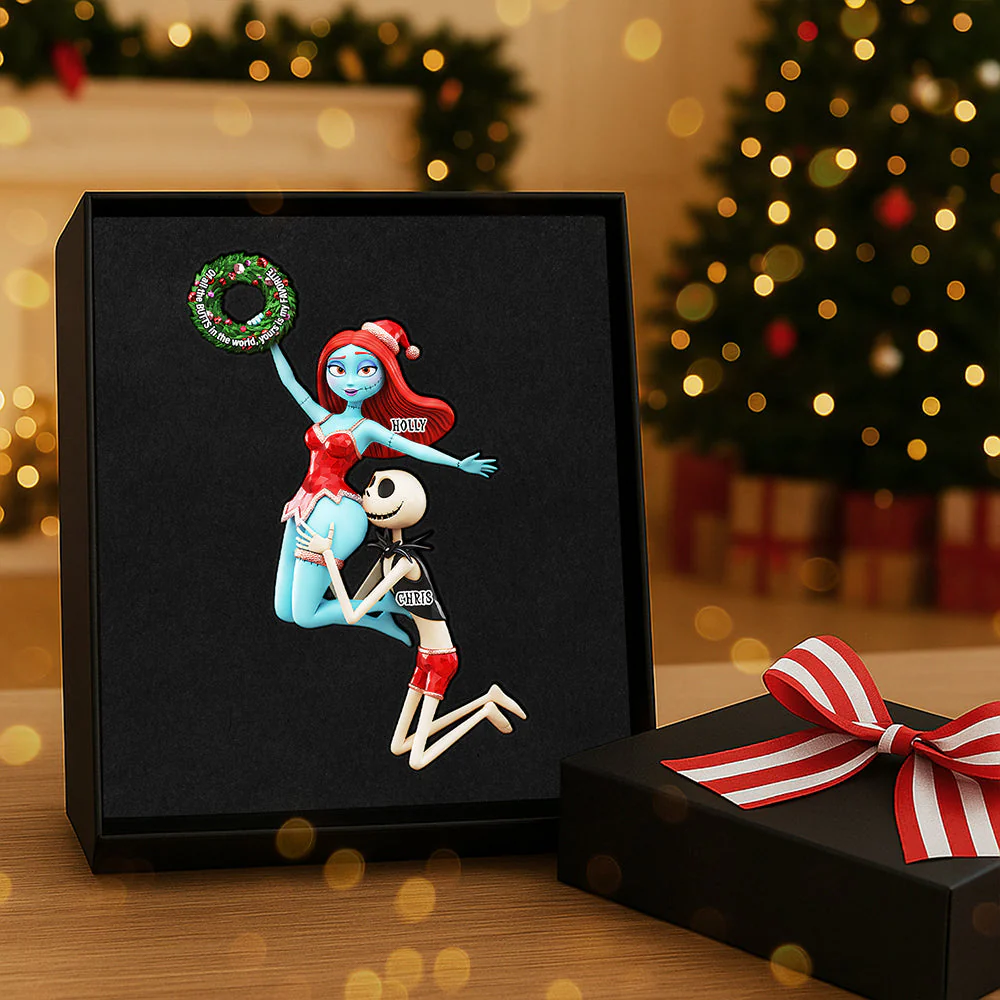 Spooky Couple - Personalized Acrylic Ornament - Christmas Gifts For Couple NL122 - Image 3