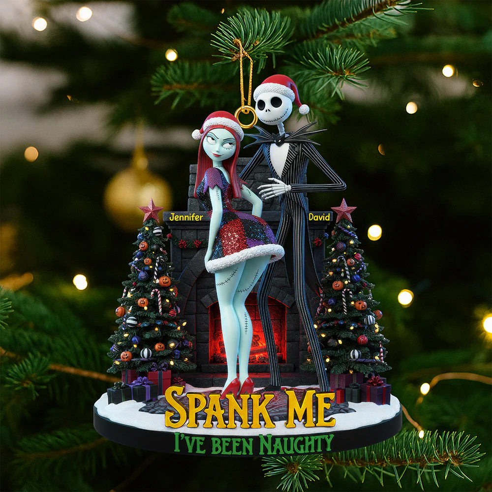 Spooky Couple Spank Me I've Been Naughty - Personalized Acrylic Ornament - Gift For Couples NL122