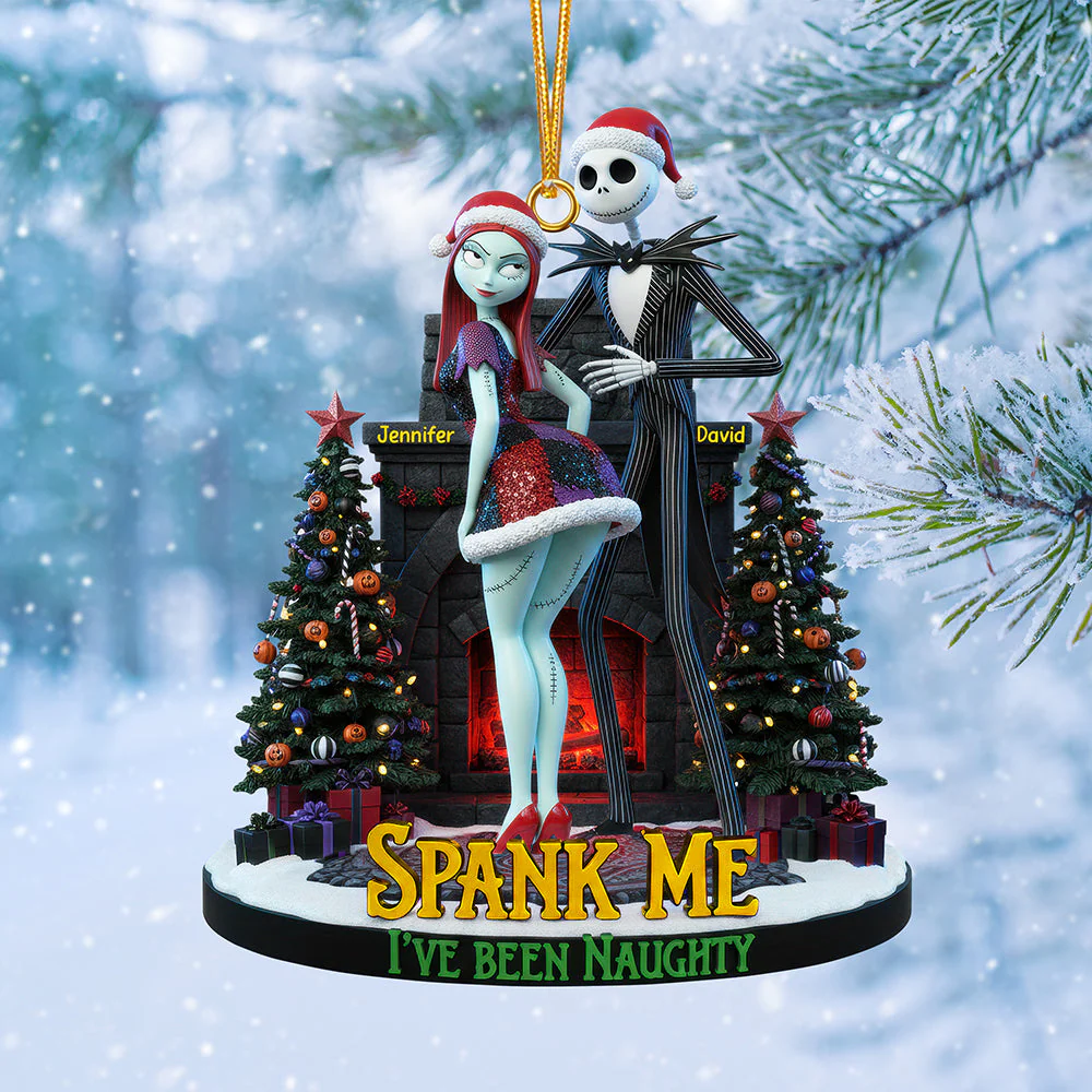 Spooky Couple Spank Me I've Been Naughty - Personalized Acrylic Ornament - Gift For Couples NL122 - Image 4