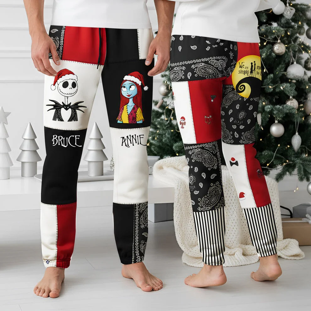 Spooky Couple We're Meant Simply To Be - Personalized Christmas Sweatpants - Gift For Horror Couples NL122 - Image 2