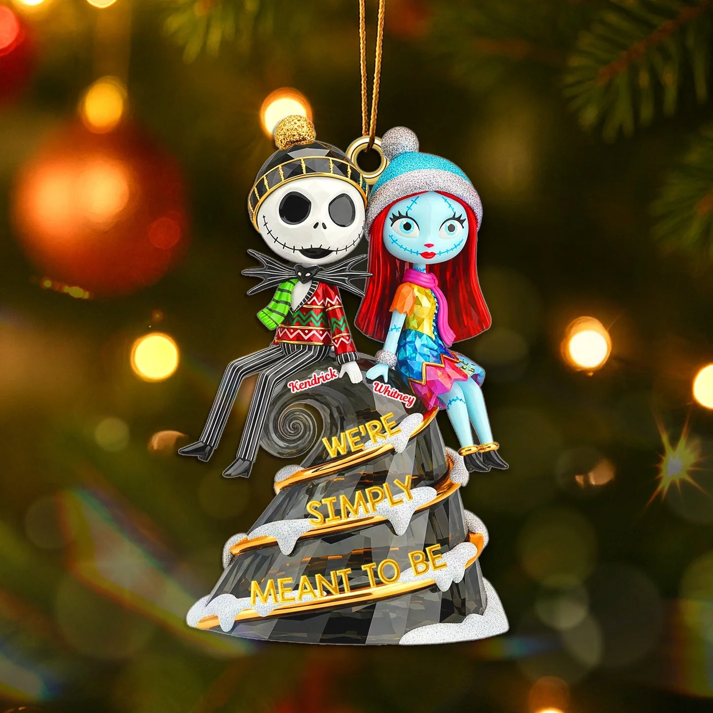 Spooky Couple We're Simply Meant To Be - Personalized Acrylic Ornament - Gift For Couples NL122
