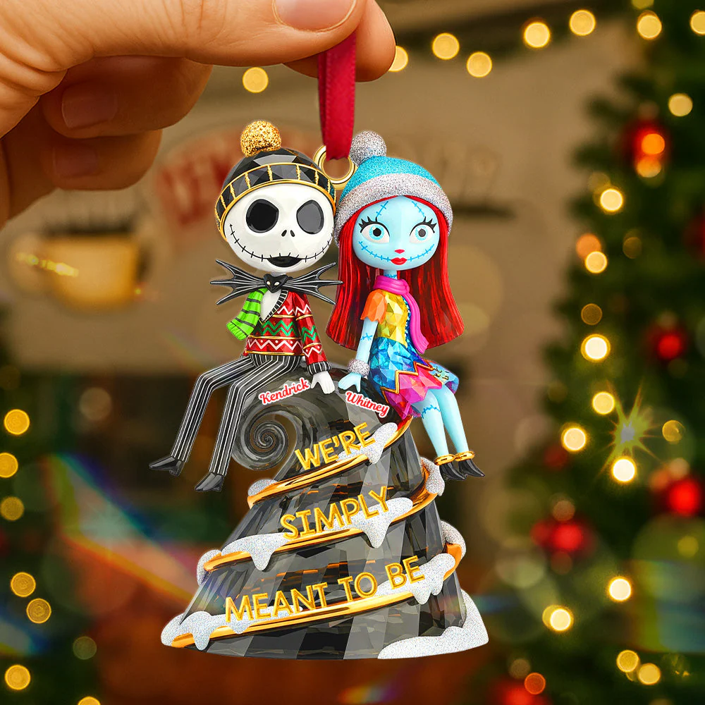 Spooky Couple We're Simply Meant To Be - Personalized Acrylic Ornament - Gift For Couples NL122 - Image 2