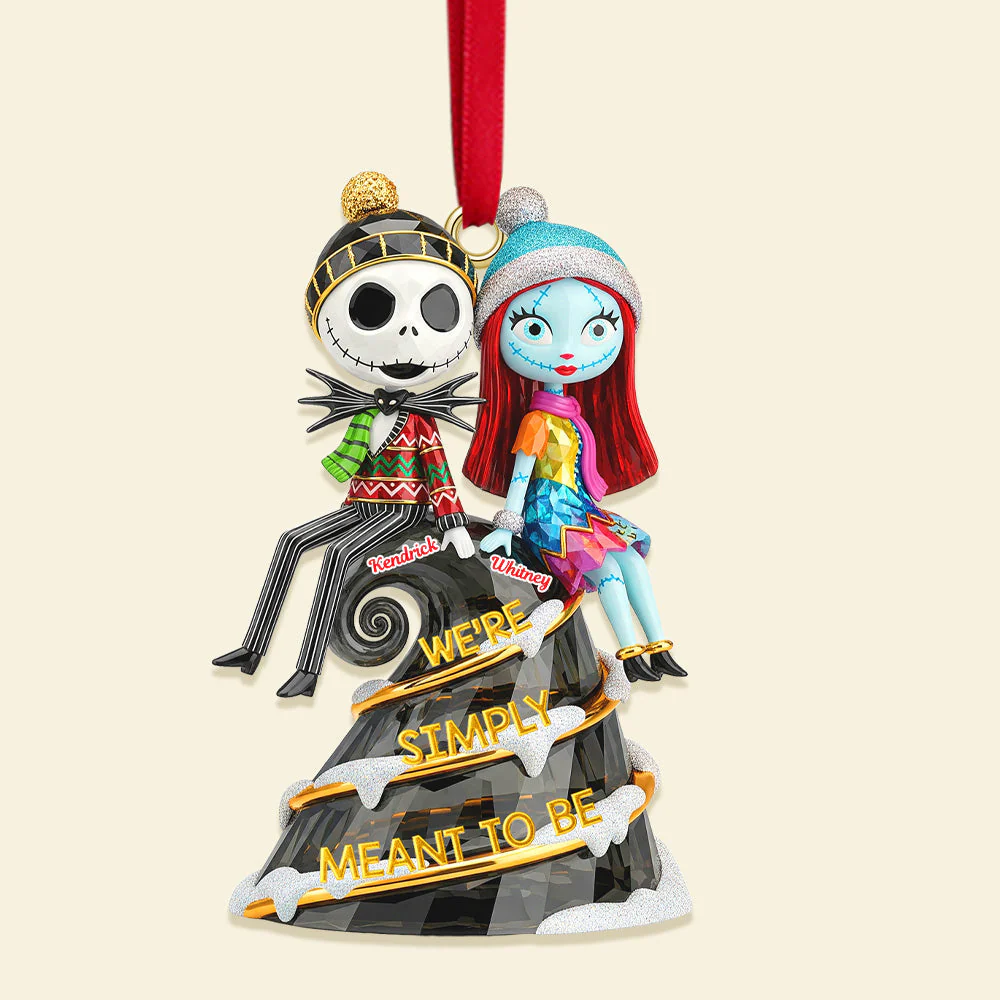 Spooky Couple We're Simply Meant To Be - Personalized Acrylic Ornament - Gift For Couples NL122 - Image 3
