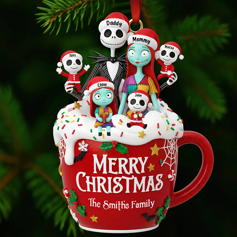 Spooky Family Merry Sweet Christmas - Personalized Acrylic Ornament - Christmas Gifts For Family NL122