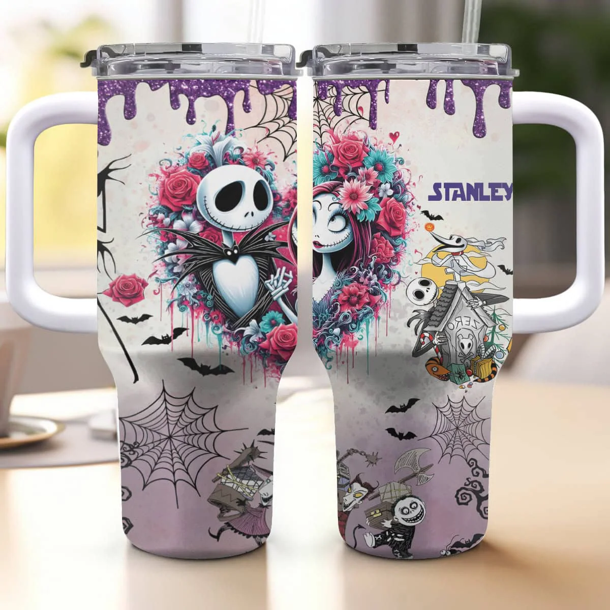 Spooky Forever With Love - Personalized 40oz Tumbler 40oz Cup With Straw - Christmas Gift For Couples NA94
