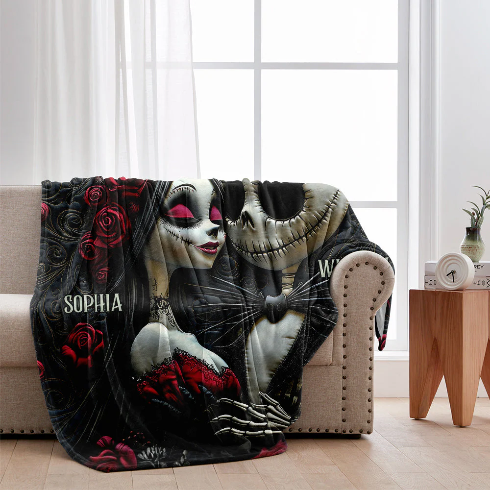 Spooky From Our First Kiss Till Our Last Breath - Personalized Blanket - Gift For Couples NL122 - Image 2