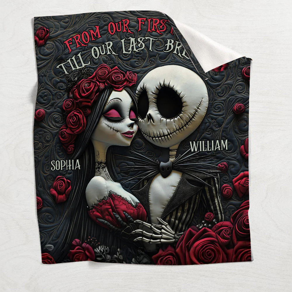 Spooky From Our First Kiss Till Our Last Breath - Personalized Blanket - Gift For Couples NL122 - Image 4