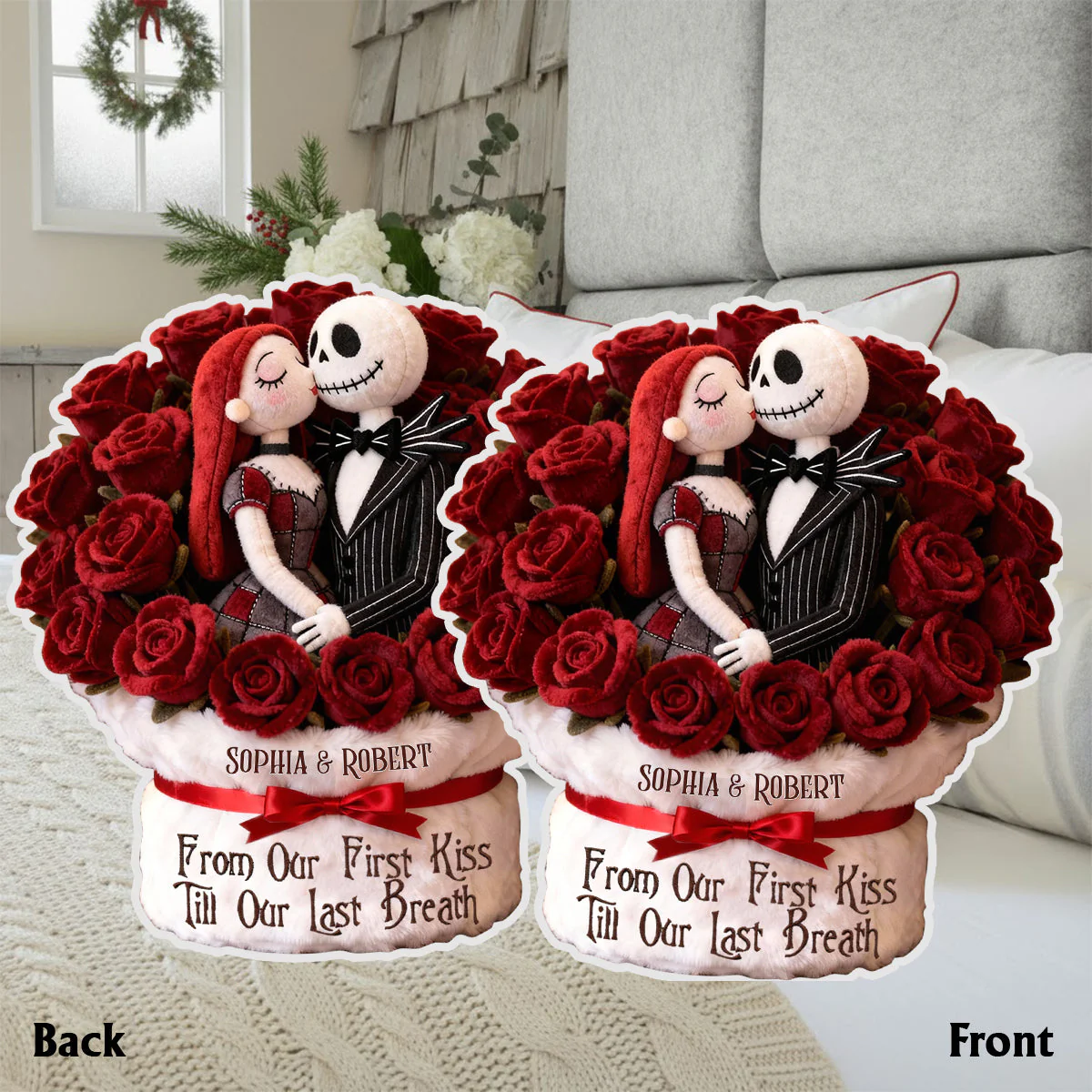 Spooky From Our First Kiss Till Our Last Breath - Personalized Custom Shaped Pillow - Gift For Couples, Movie Fans NL122 - Image 6
