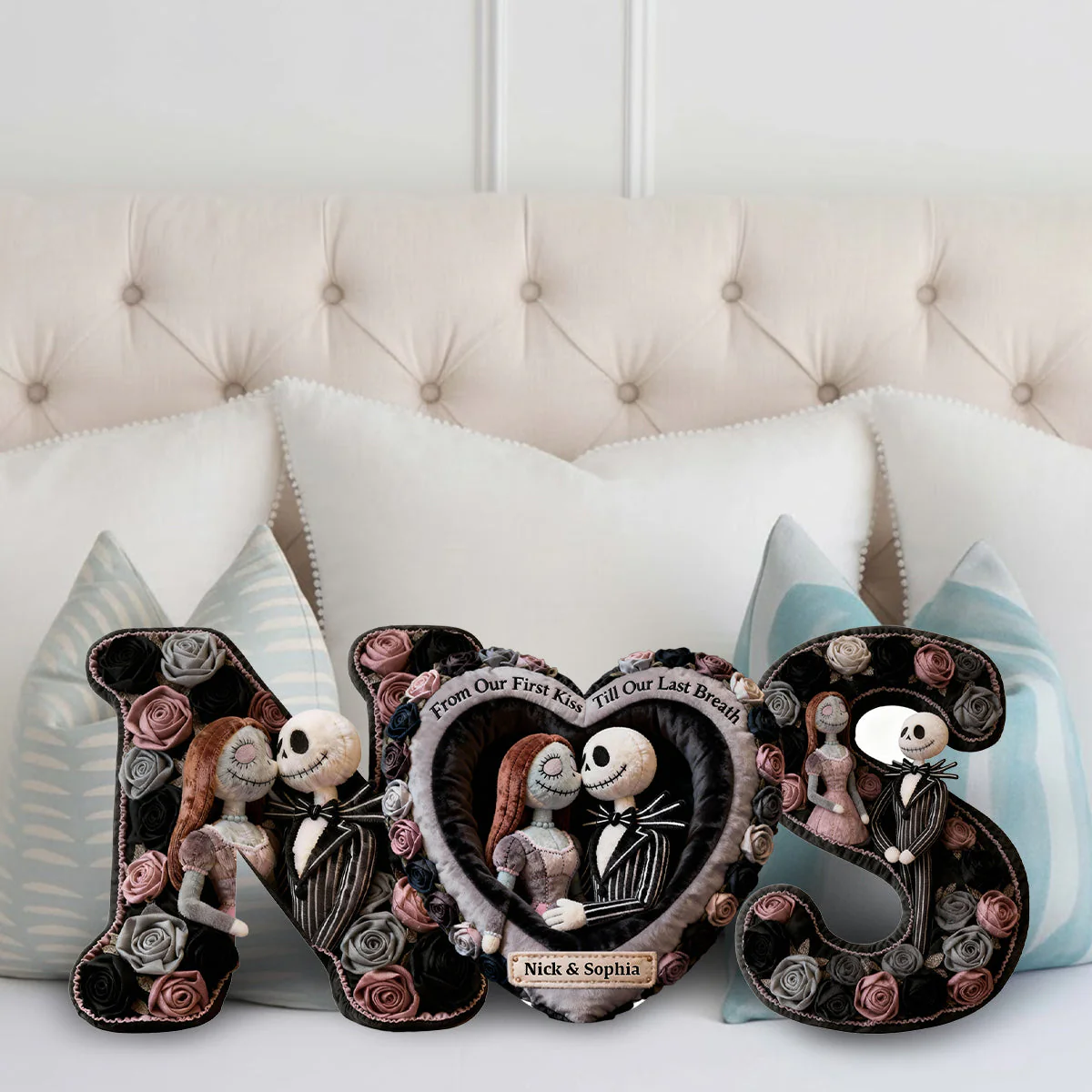 Spooky From Our First Kiss Till Our Last Breath - Personalized Custom Shaped Pillow - Gift For Couples, Movie Fans NL122 - Image 3
