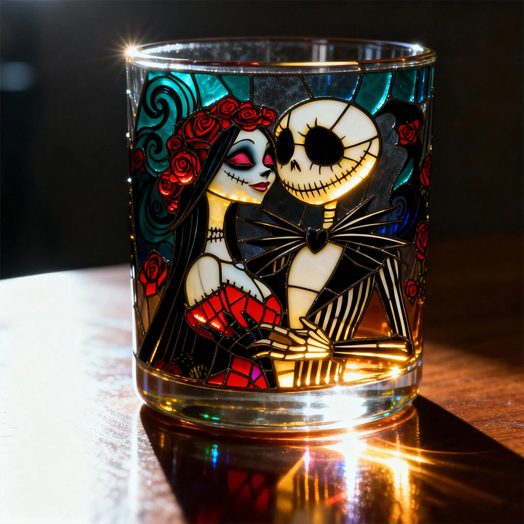 Spooky From Our First Kiss Till Our Last Breath - Personalized Whiskey Glass - Gift For Horror Lovers, Couples NL122 - Image 2