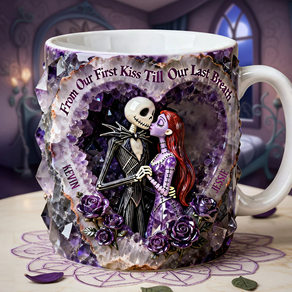 Spooky From Our First Kiss Till Our Last Breath - Personalized White Edge-To-Edge Mug - Gift For Couples, Movie Fans NL122 - Image 2