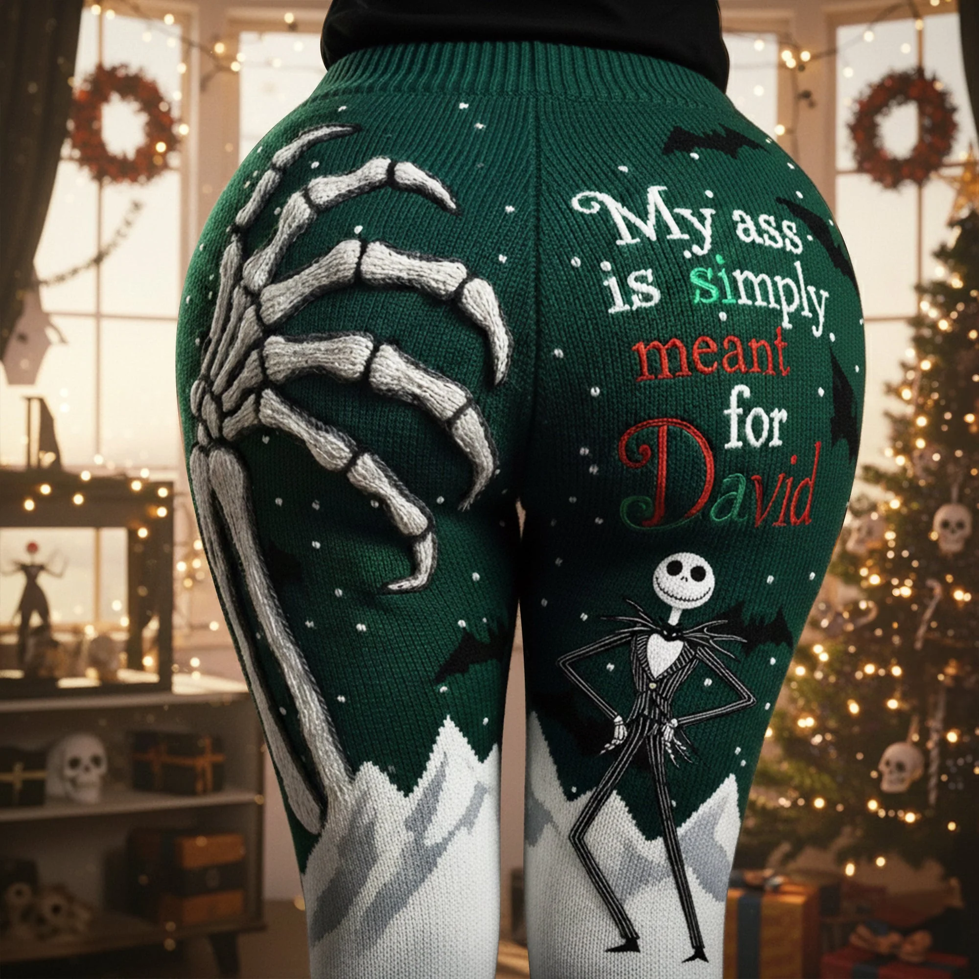 Spooky Hand My Ass Is Simply Meant For - Personalized Leggings - Christmas Gift For Her, Horror Lovers NL122 - Image 3