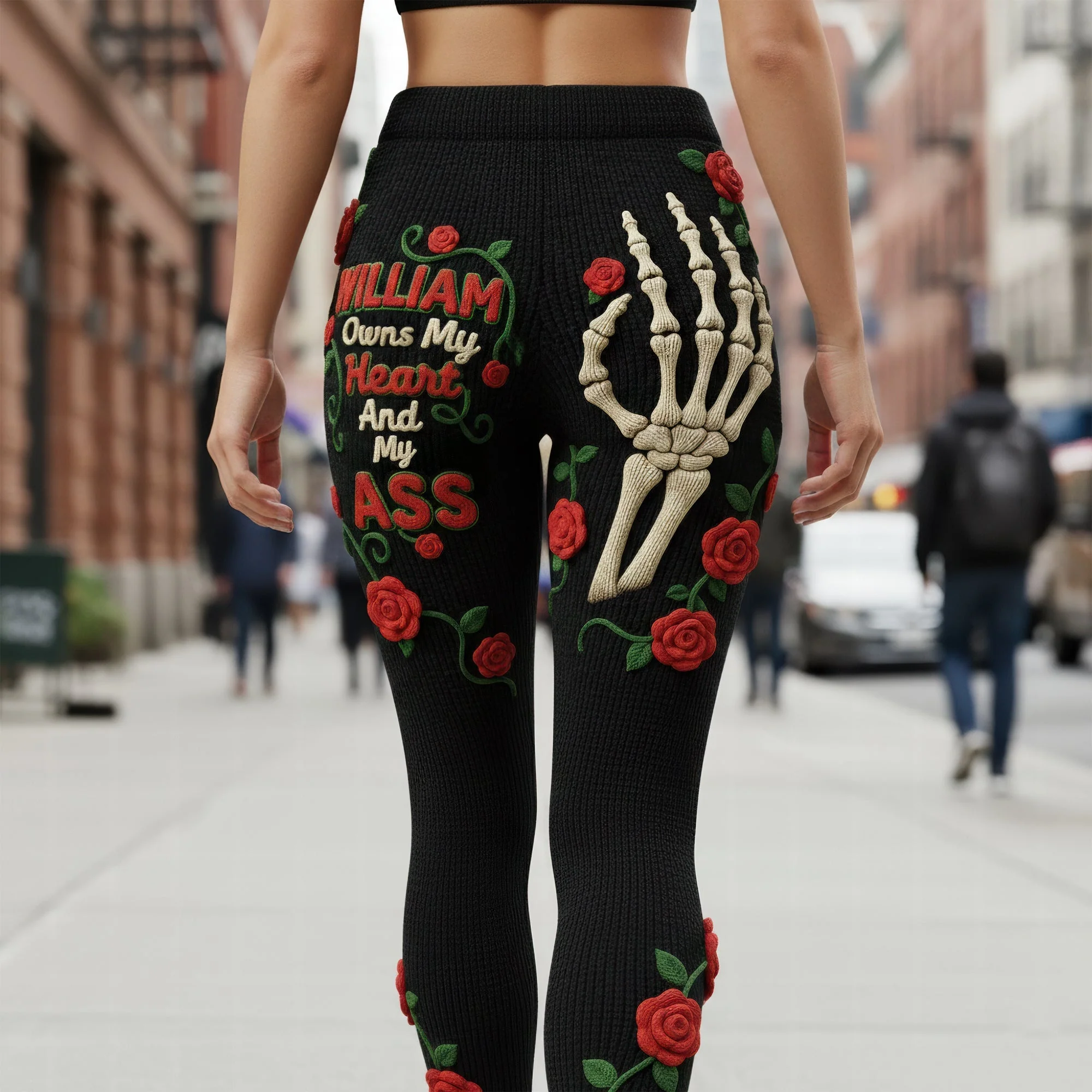 Spooky He Owns My Heart And My Ass - Personalized Naughty Leggings - Gift For Her NL122 - Image 3