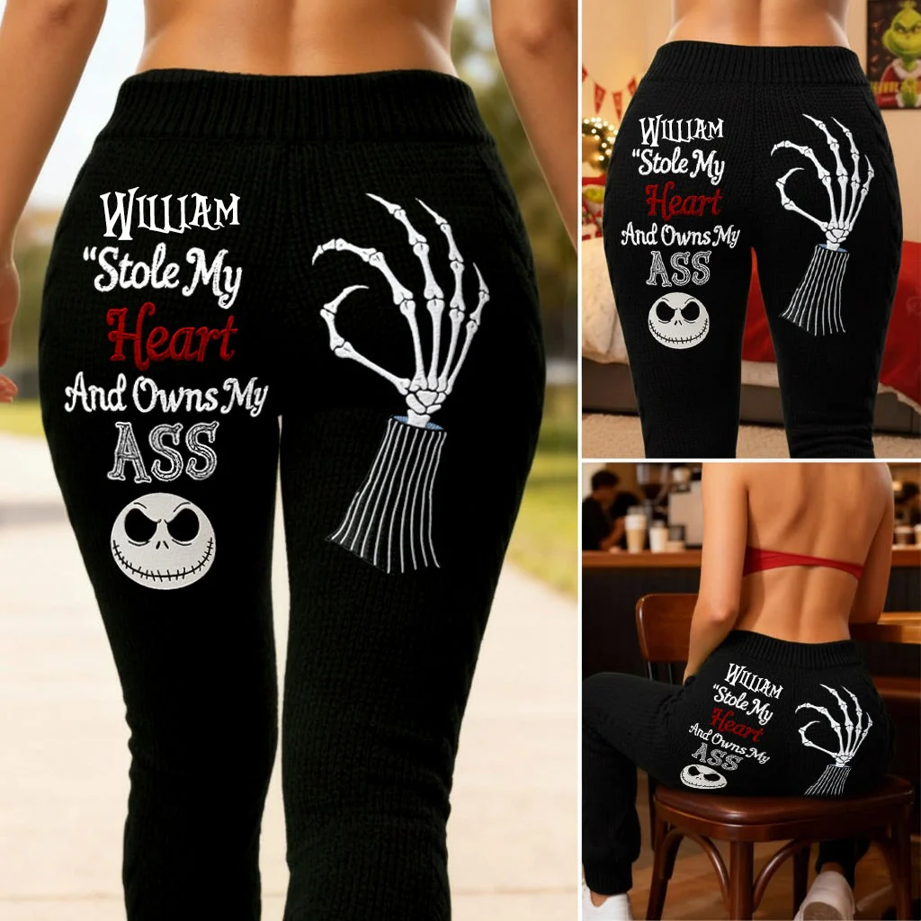 Spooky He Stole My Heart And Owns My A$$ - Personalized Leggings - Christmas Gift For Her NL122