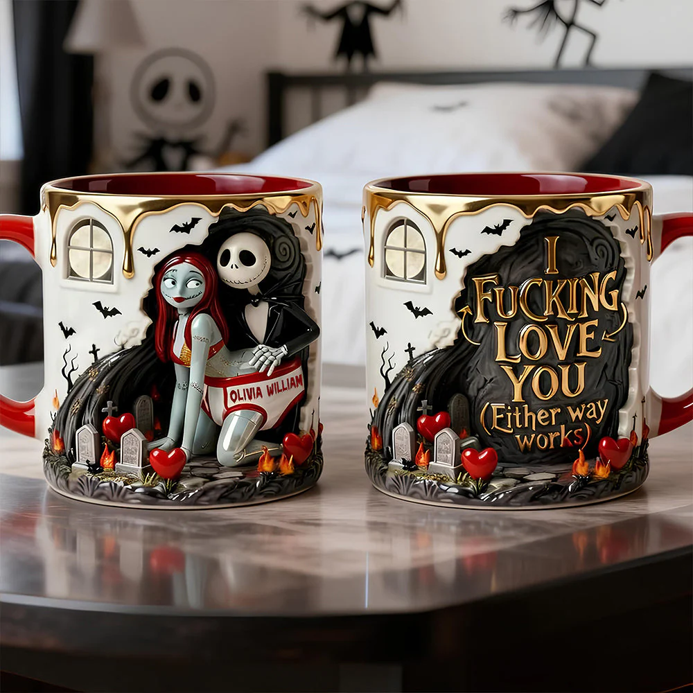 Spooky I F**king Love You Either Way Works - Personalized Accent Mug - Gift For Couple, Fan Movies HH01 - Image 2