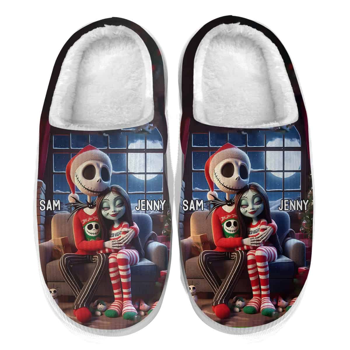 Spooky I Love You More Than Myself - Personalized Slippers - Christmas Gift For Couples NA94