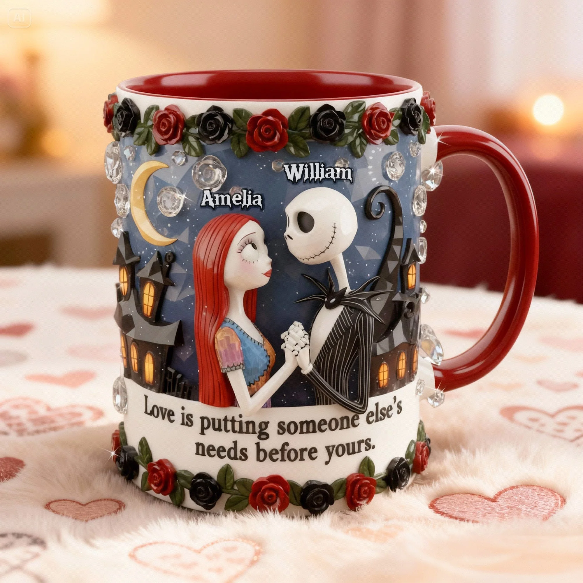 Spooky Love Is Putting Someone Else's Needs Before Yours - Personalized Accent Mug - Gift For Couples, Movie Fans NL122