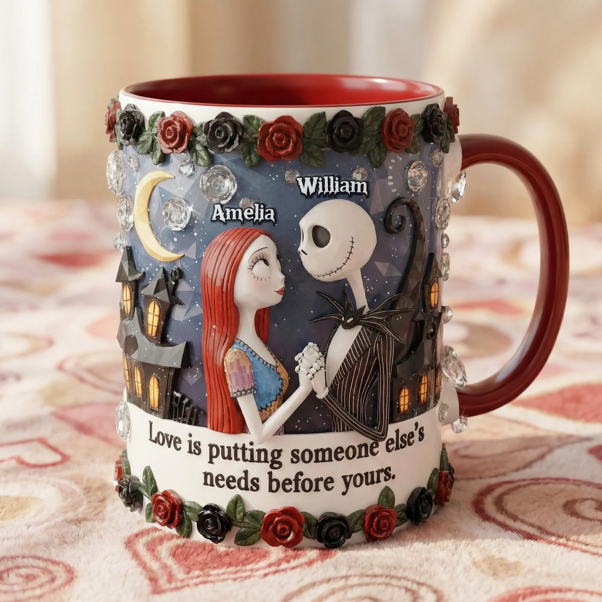 Spooky Love Is Putting Someone Else's Needs Before Yours - Personalized Accent Mug - Gift For Couples, Movie Fans NL122 - Image 2