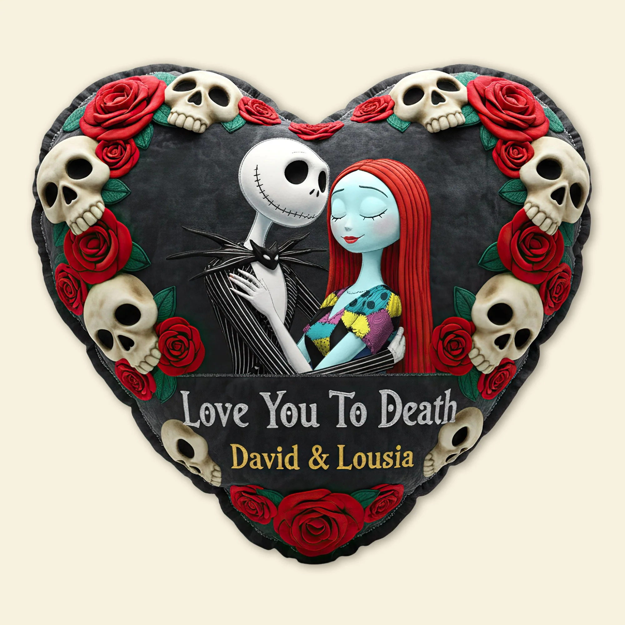 Spooky Love You To Death Nightmare Couple - Personalized Custom Shape Pillow - Christmas Gift For Couples NA94 - Image 3