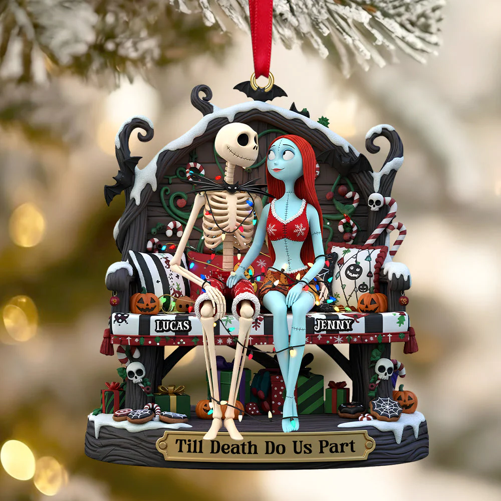 Spooky Til Death Do Us Part Nightmare - Personalized Acrylic Ornament - Christmas Gift For Couples NA94