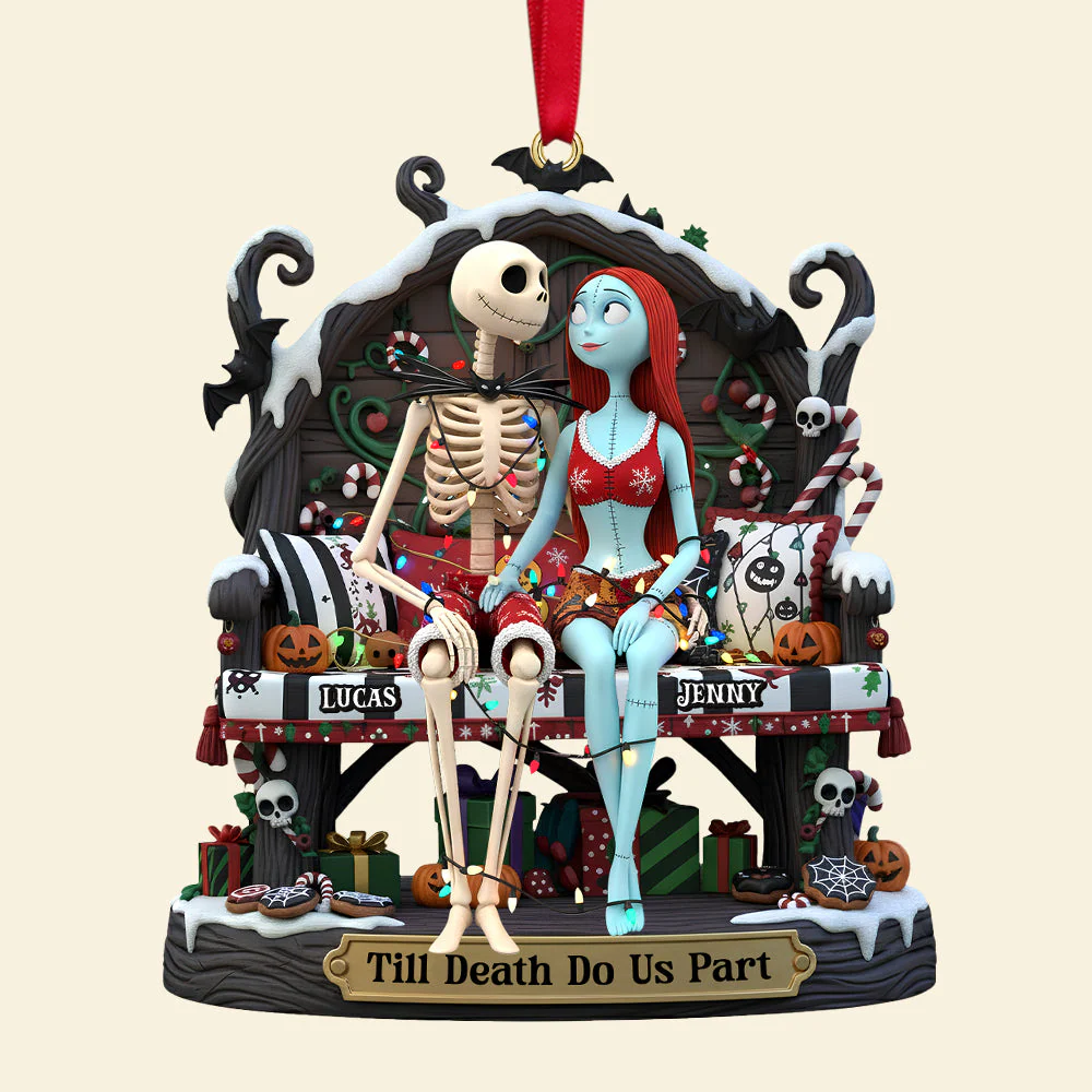 Spooky Til Death Do Us Part Nightmare - Personalized Acrylic Ornament - Christmas Gift For Couples NA94 - Image 2