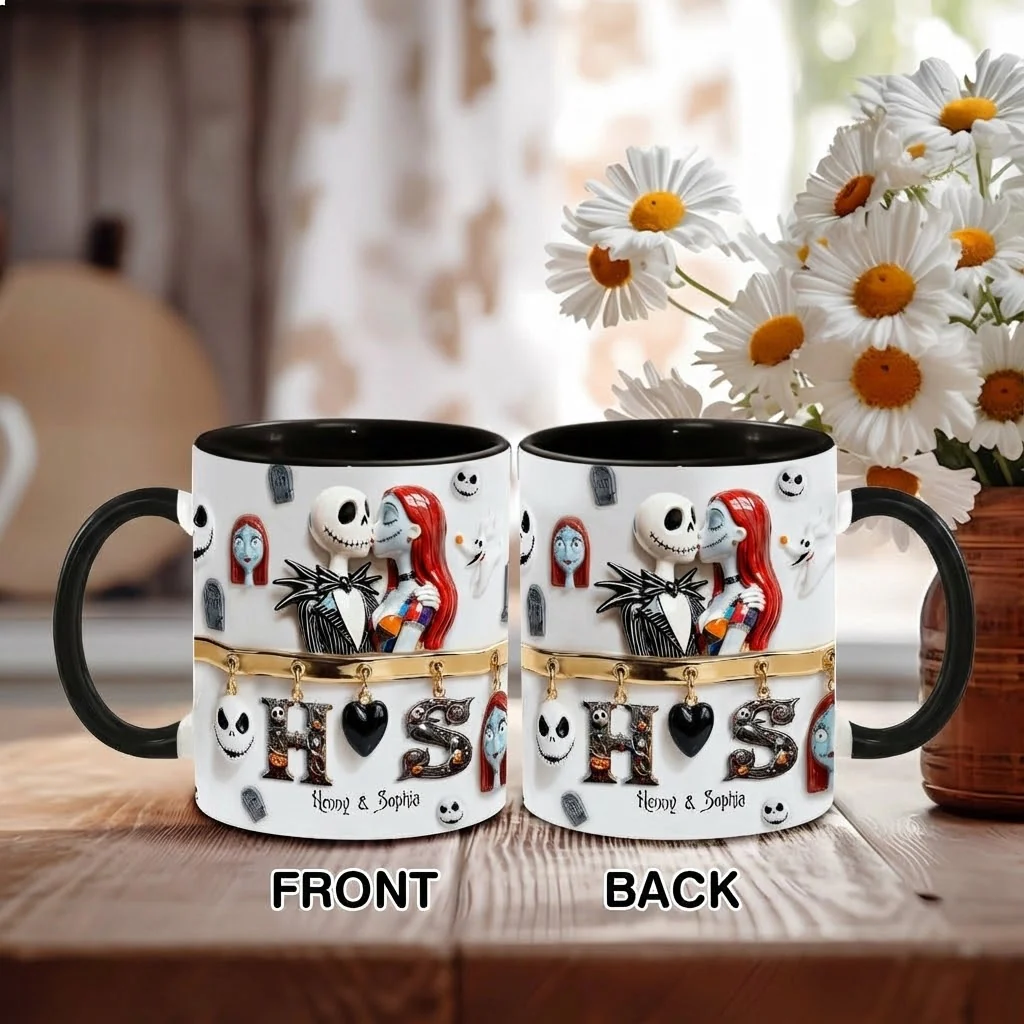 Spooky Till Death Do Us Part - Personalized Accent Mug - Gift For Couple, Christmas, Valentine HH01 - Image 3