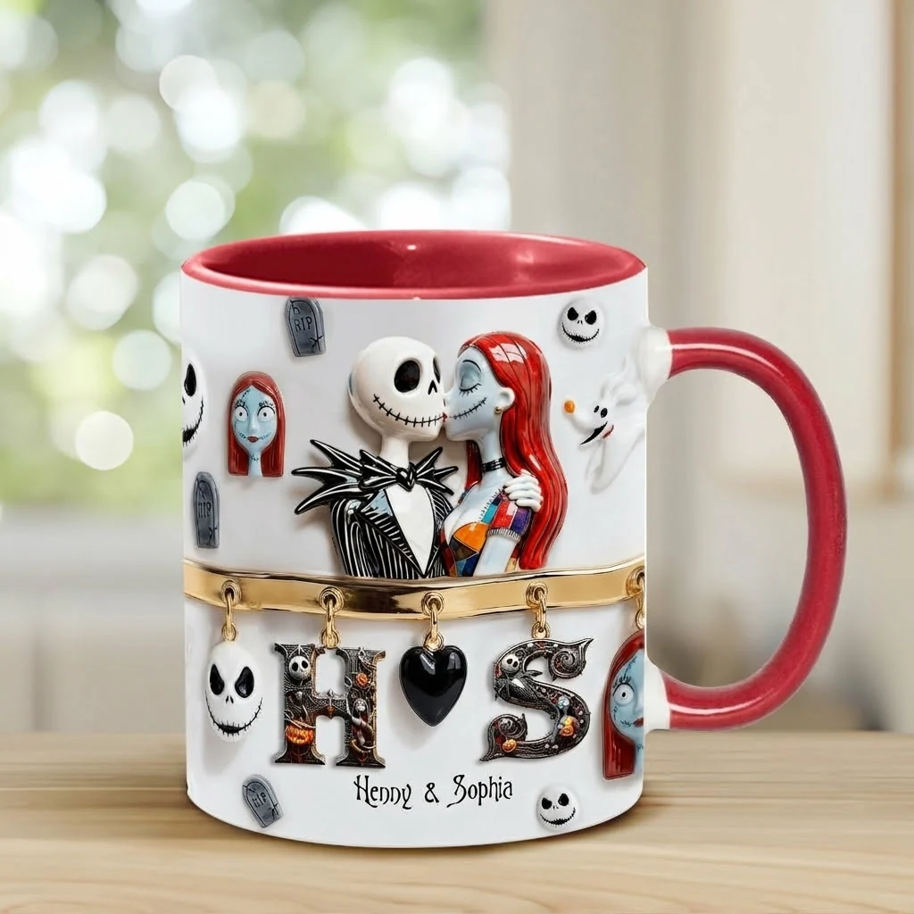 Spooky Till Death Do Us Part - Personalized Accent Mug - Gift For Couple, Christmas, Valentine HH01 - Image 4