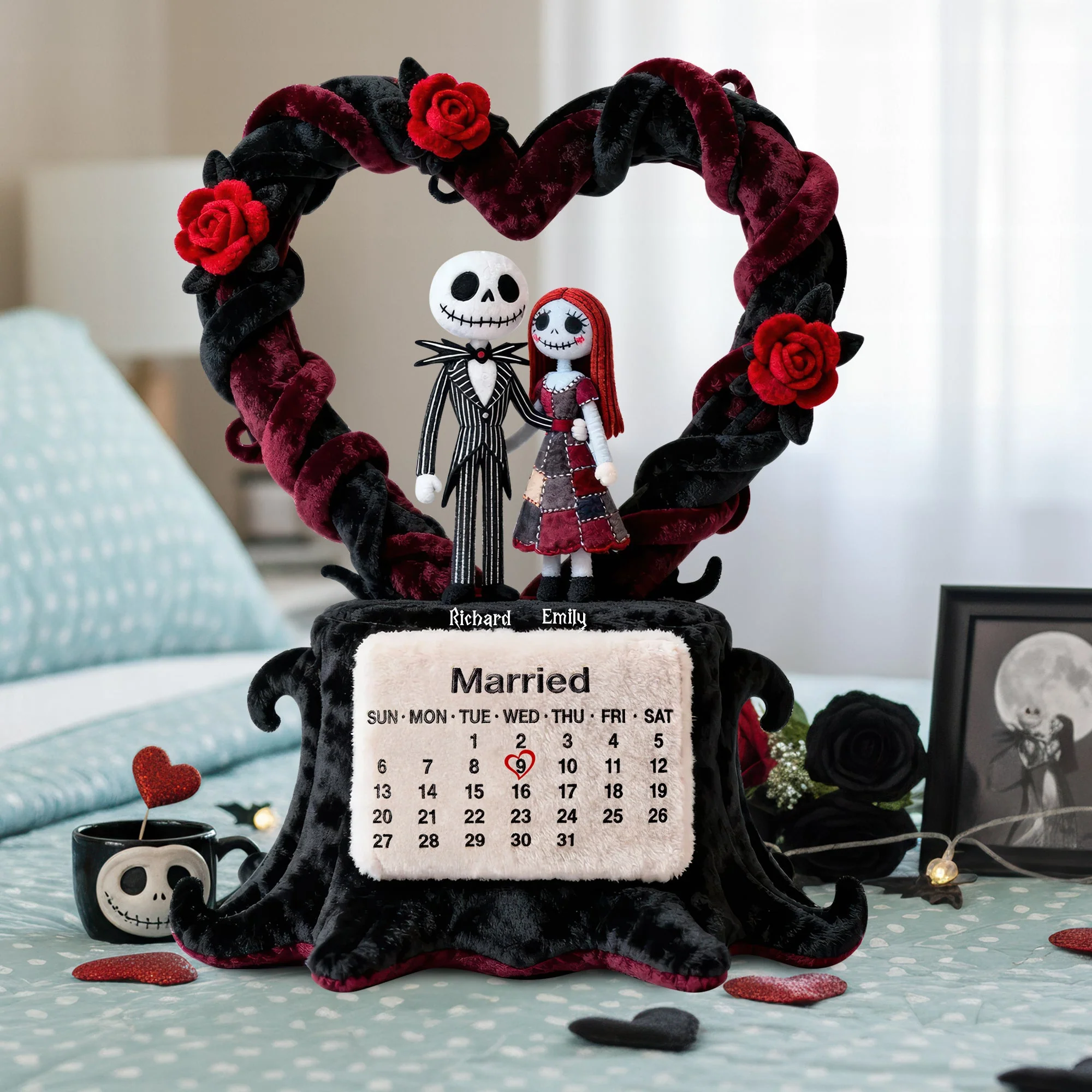 Spooky Till Death Do Us Part - Personalized Custom Shaped Pillow - Gift For Couples, Movie Fans | NL122