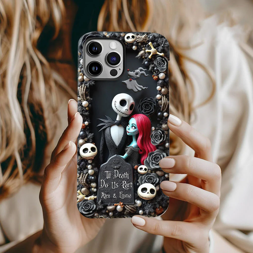 Spooky Till Death Do Us Part - Personalized Phone Case - Gift For Couples NL122 - Image 2
