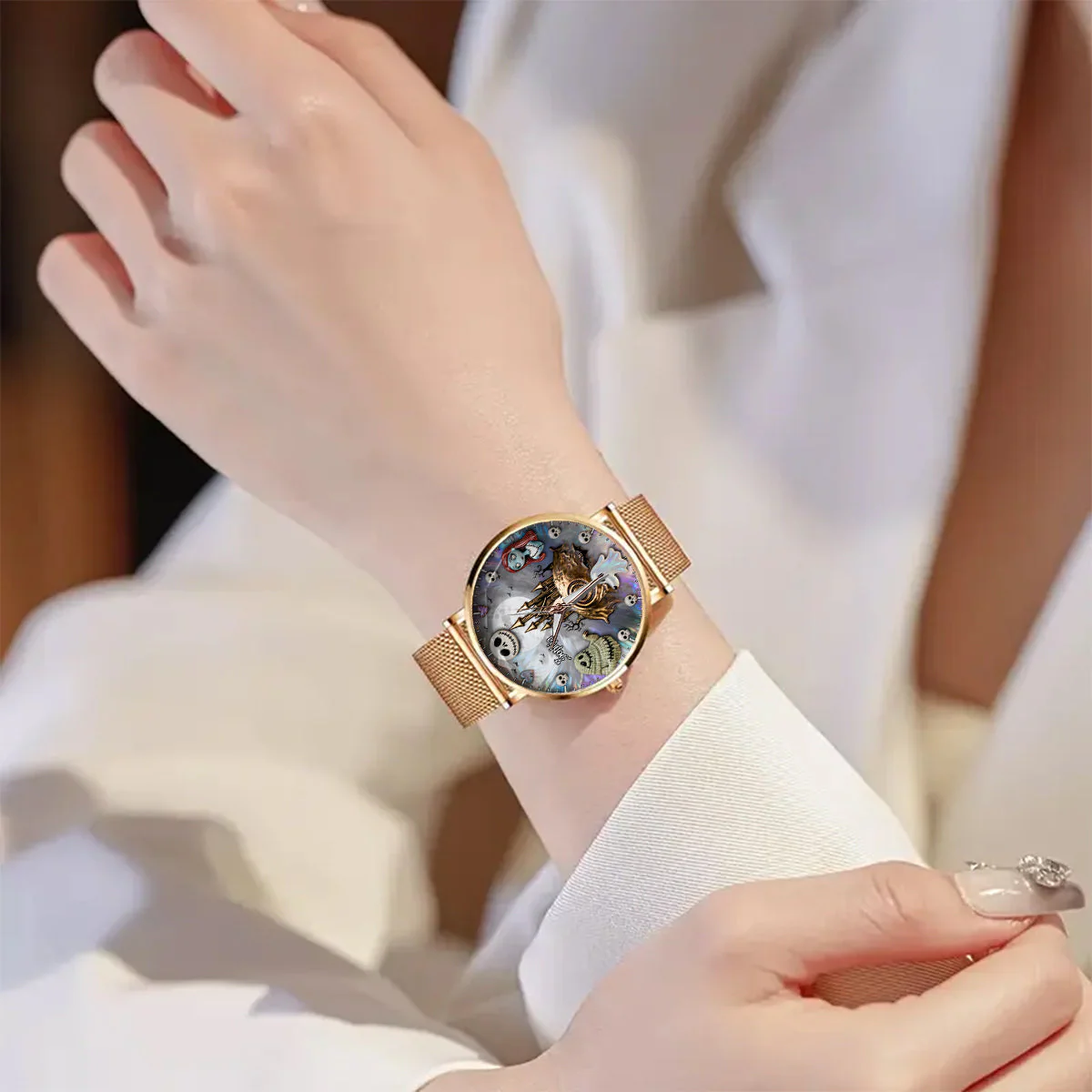 Spooky With Friends - Personalized Women Hand Watch - Gift For Her, Movie Fans HH01 - Image 2