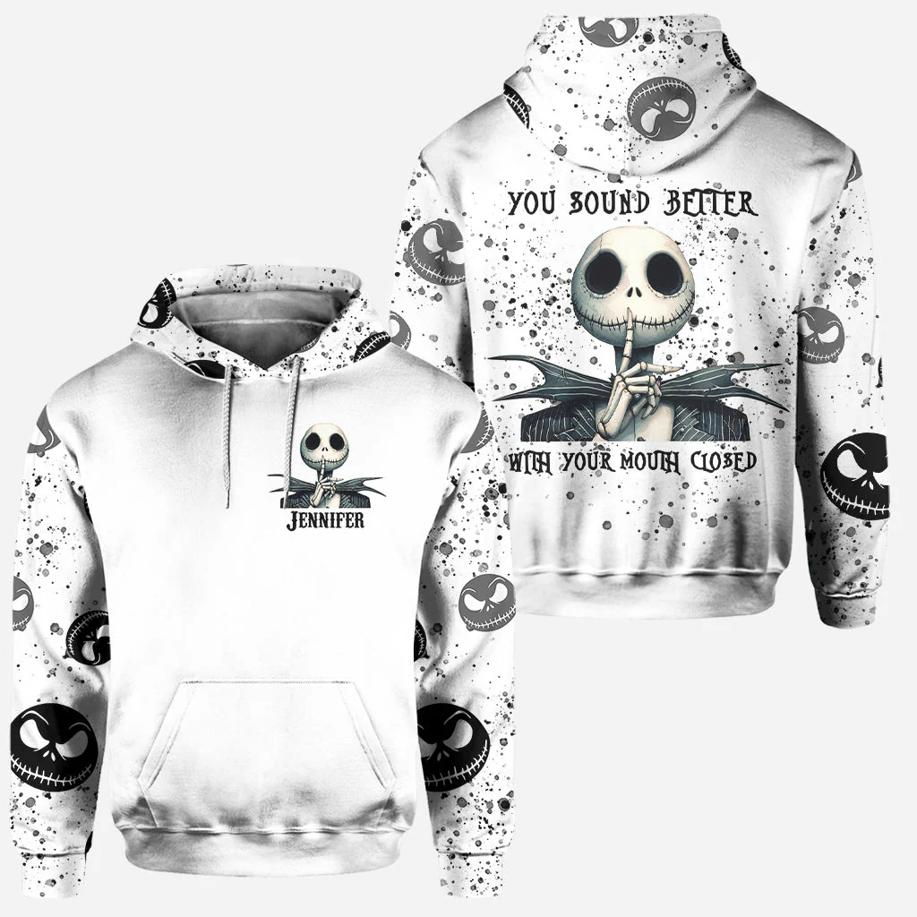 Spooky You Sound Better With Your Mouth Closed - Personalized Hoodie And Leggings NL122 - Image 2