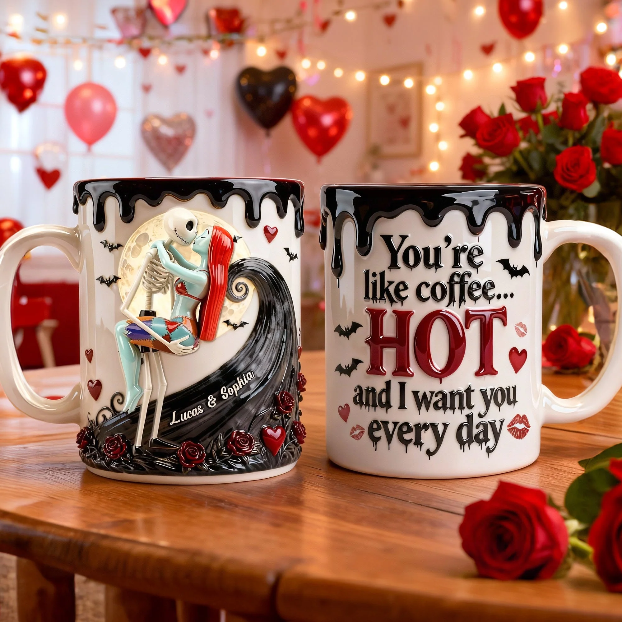 Spooky You're Hot Like Coffee - Personalized Accent Mug - Gift For Couples, Movie Fans NL122 CU6011925 - Image 2