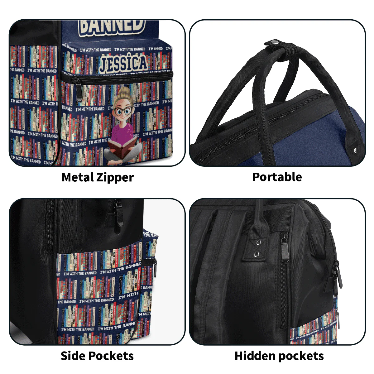 Stand With The Banned - Personalized Duckbilled Backpack - Gift For Book Lovers, Readers, Women | CLB2 HN02 - Image 6