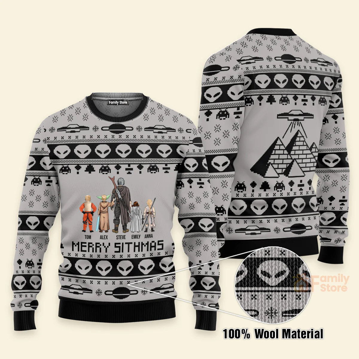 Stwa Alien Gift for Dad, Grandpa, Husband - Personalized Ugly Sweatshirt - CL08 NH96 - Image 3