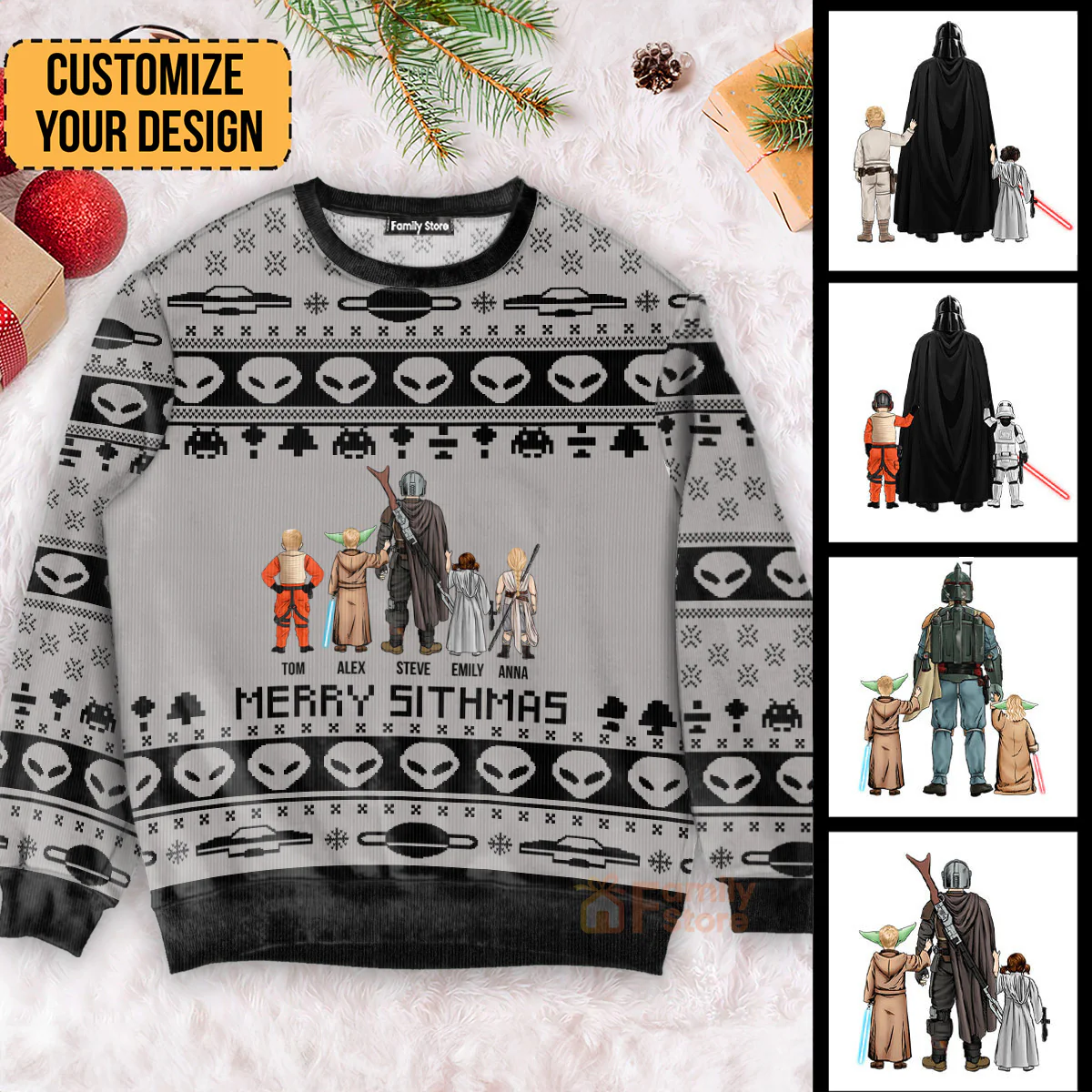 Stwa Alien Gift for Dad, Grandpa, Husband - Personalized Ugly Sweatshirt - CL08 NH96 - Image 4