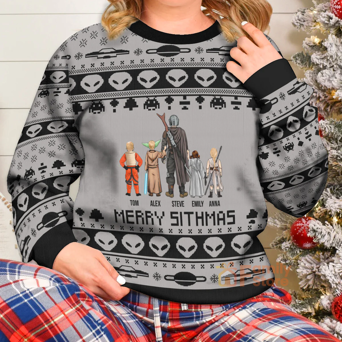 Stwa Alien Gift for Dad, Grandpa, Husband - Personalized Ugly Sweatshirt - CL08 NH96 - Image 5