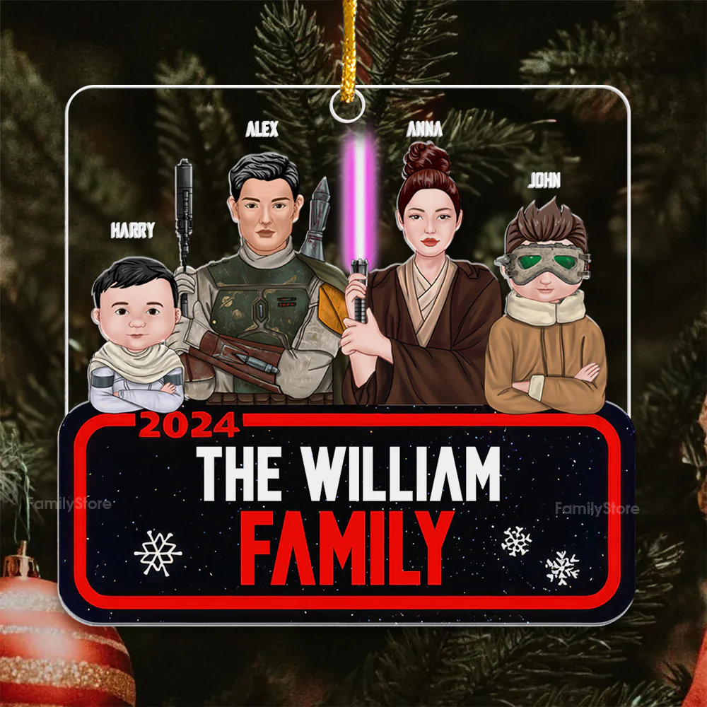 Stwa Christmas Galaxy Family Version 2 - Personalized Acrylic Ornament - Gift For Family Members - NA94