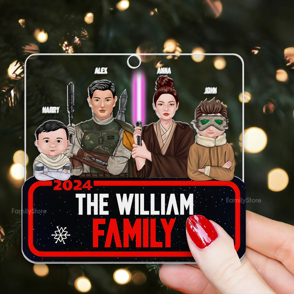 Stwa Christmas Galaxy Family Version 2 - Personalized Acrylic Ornament - Gift For Family Members - NA94 - Image 2