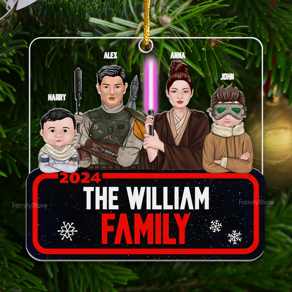 Stwa Christmas Galaxy Family Version 2 - Personalized Acrylic Ornament - Gift For Family Members - NA94 - Image 3