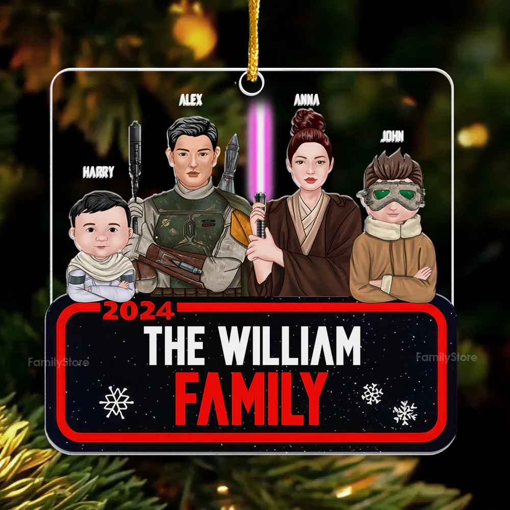 Stwa Christmas Galaxy Family Version 2 - Personalized Acrylic Ornament - Gift For Family Members - NA94 - Image 4