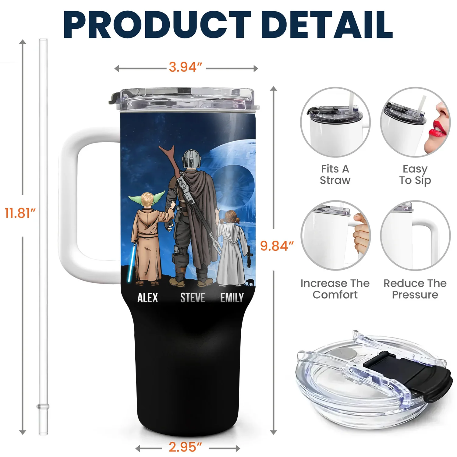 Stwa Dad Is The Best In The Universe - Personalized 40oz Tumbler Cup With Straw - Gift For Dad, Father's Day | CL08 NA94 - Image 5
