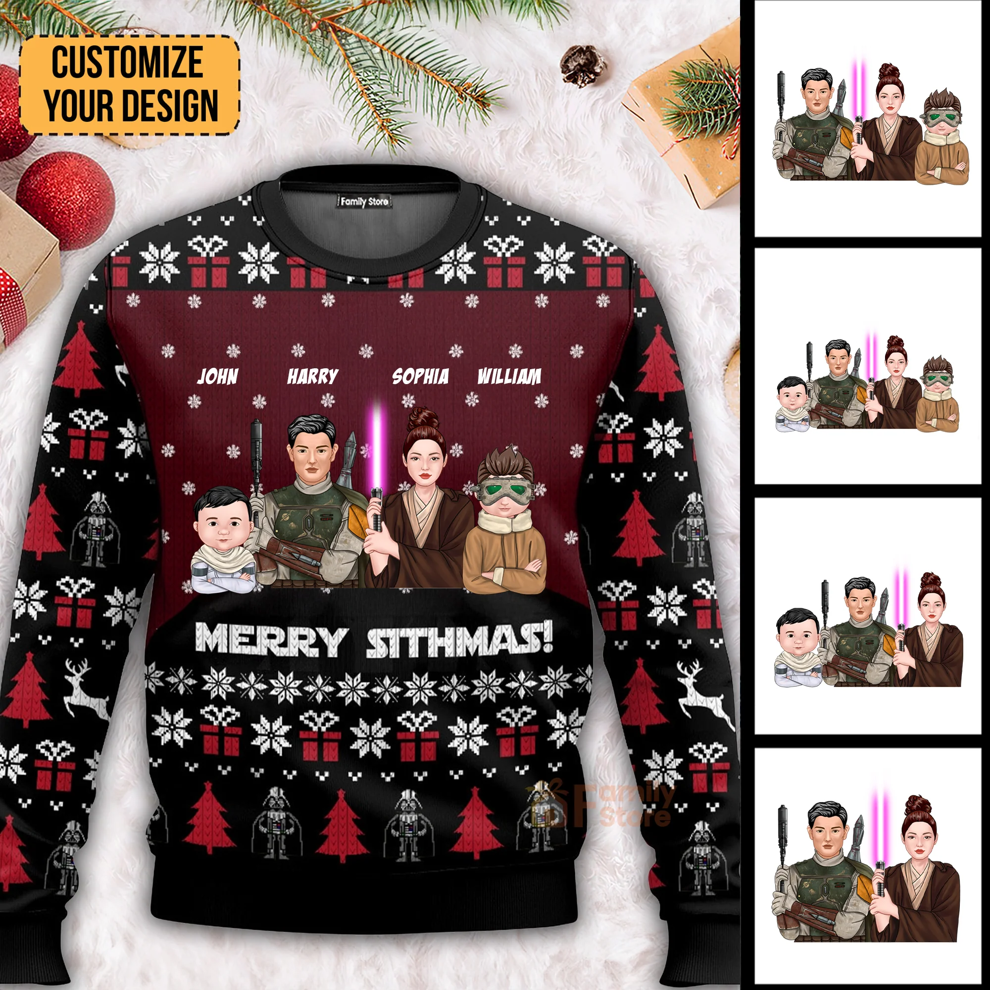 Stwa Merry Sithmas Stay Togeter - Personalized Ugly Sweater - Gift Christmas For Family Memmber - CL46 NA94