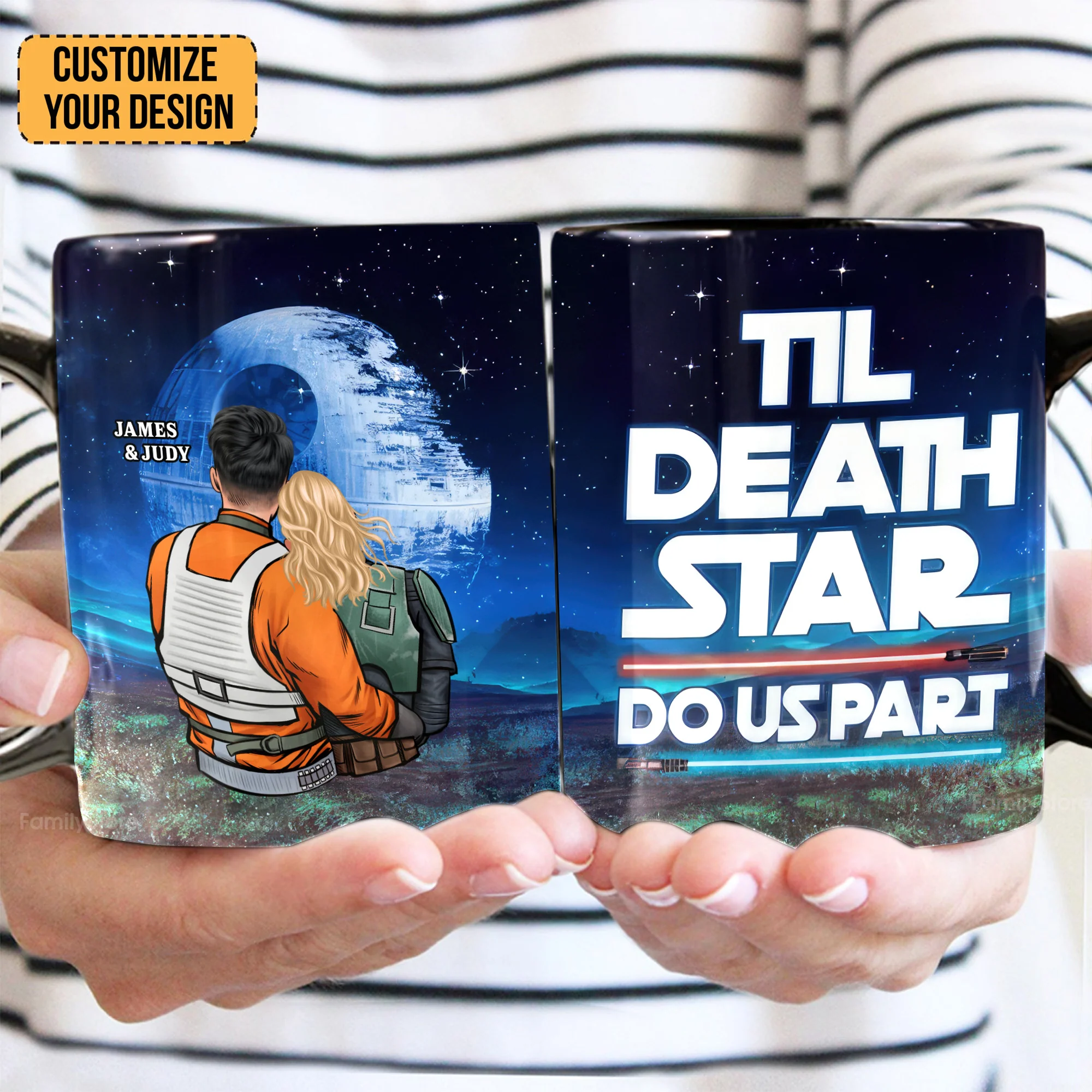 Stwa Til Death Star Do Us Part - Personalized Black Mug - Gift For Couple, Husband Wife, Anniversary Gift - CL19 NA94 - Image 2