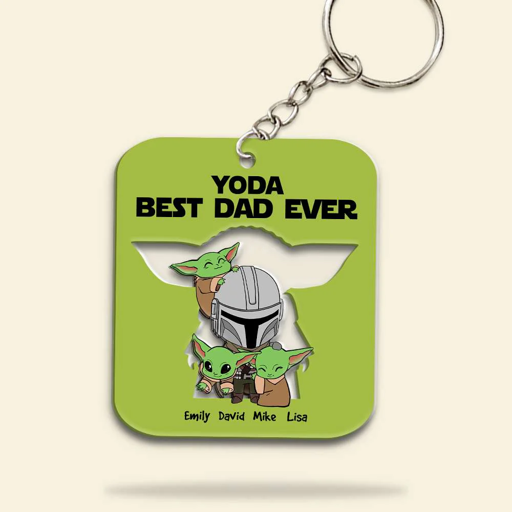 Stwa Yoda Best Dad Ever - Personalized Acrylic Keychain - Gift For Dad, Fathers Day - NA94 - Image 3