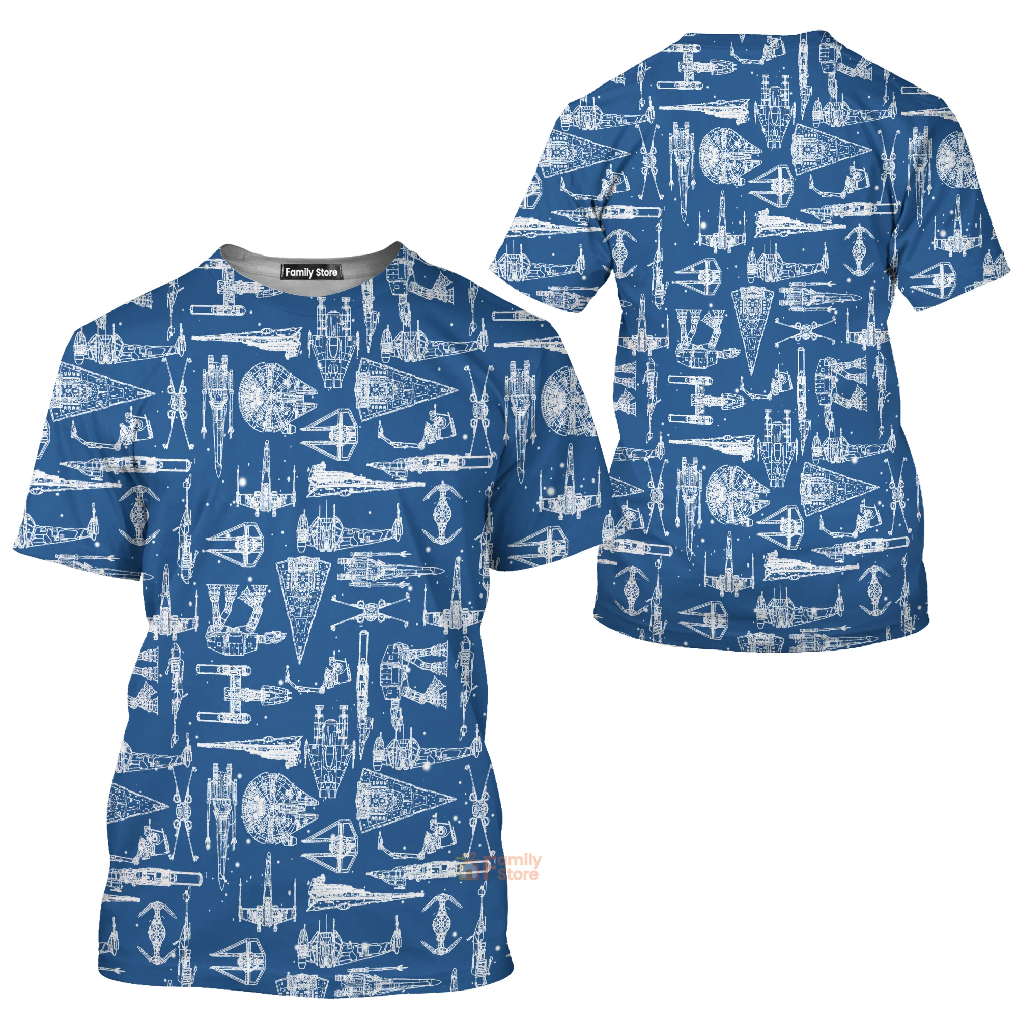 Stwa Blue Space Ships - 3D T-shirt - Image 3