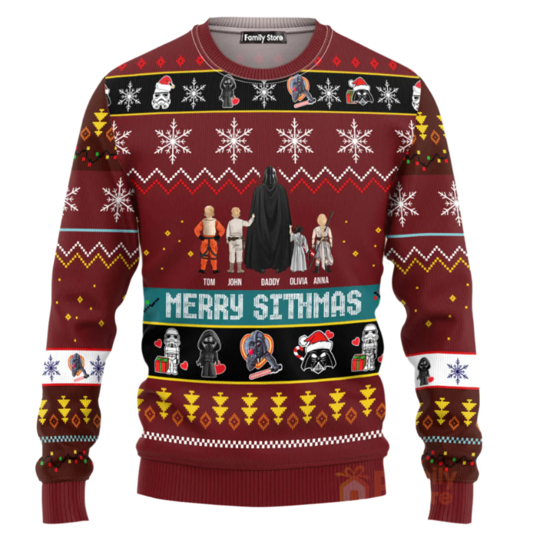 Stwa Dark Vader Merry Sithmas - Personalized Ugly Sweatshirt - Gift for Dad, Grandpa, Husband CL08 NH96