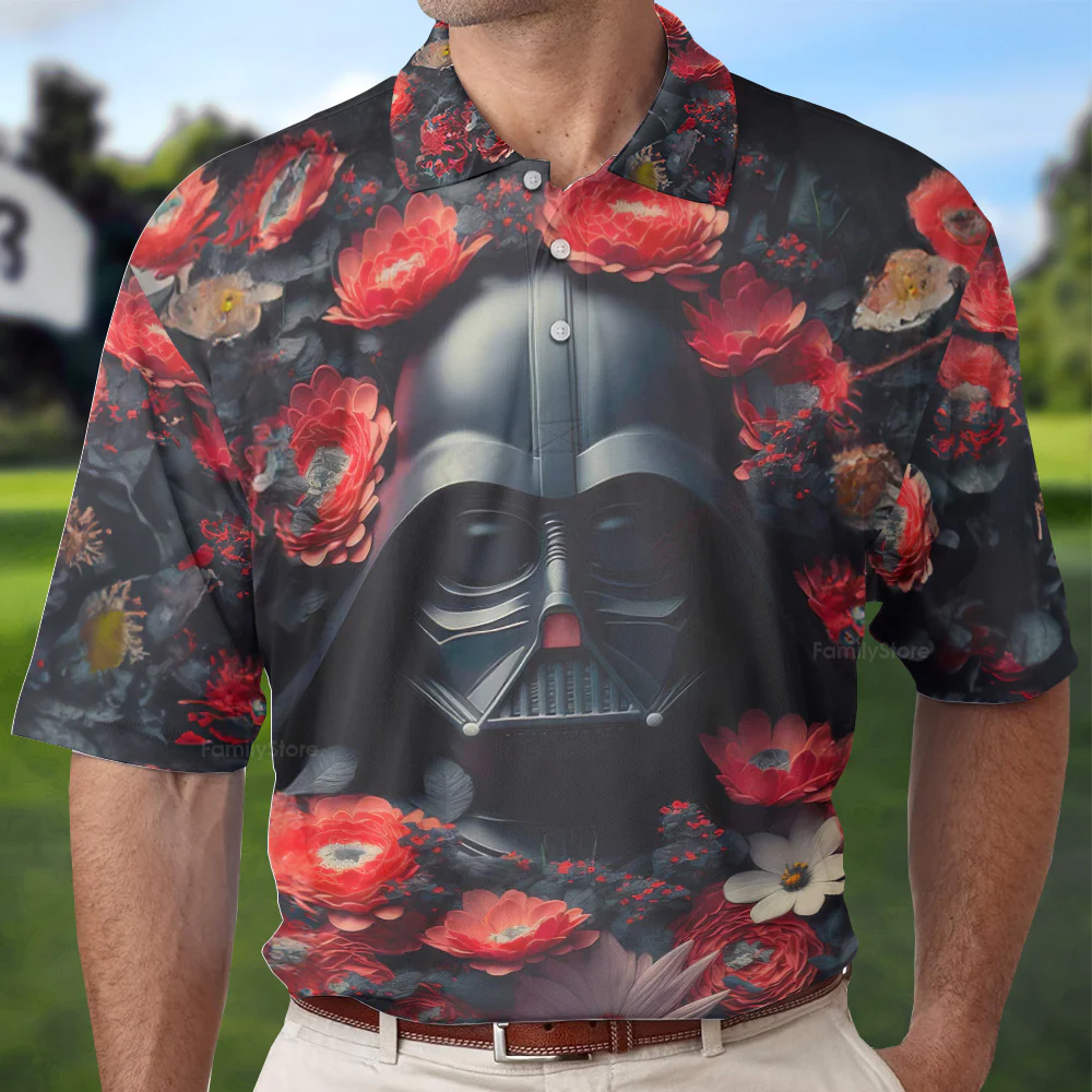 Stwa Darth Vader Flower Polo Shirt - Gift For Fans - Image 2