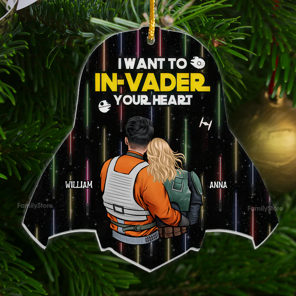 Stwa I Want To In-Vader Your Heart - Gift For Couples - Personalized Acrylic Ornament - Image 2