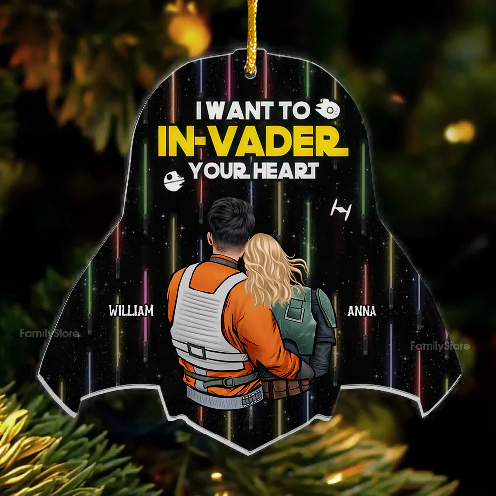Stwa I Want To In-Vader Your Heart - Gift For Couples - Personalized Acrylic Ornament - Image 3