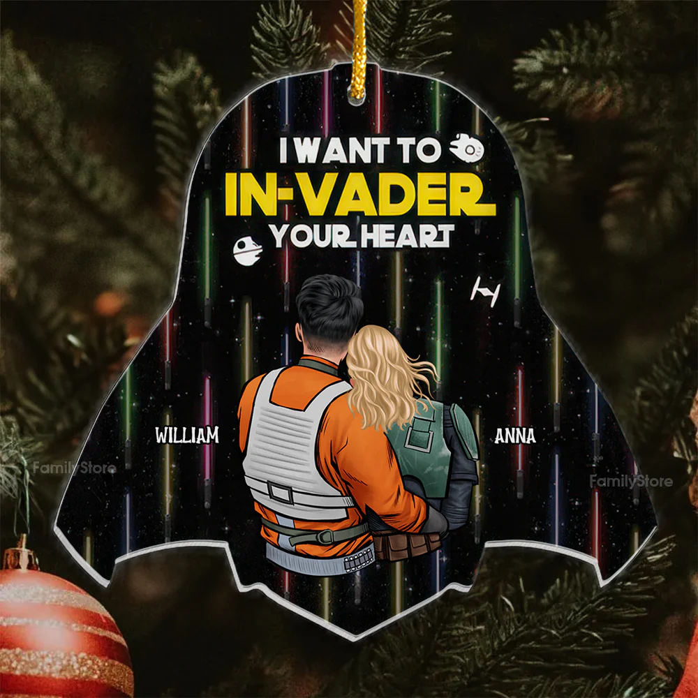 Stwa I Want To In-Vader Your Heart - Gift For Couples - Personalized Acrylic Ornament - Image 4